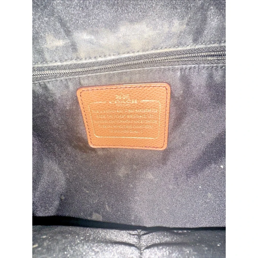 Coach Sawyer Backpack Black Canvas Brown‎ Leather Trim F37240